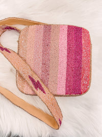 Pink Beaded Bolt Crossbody