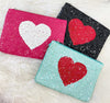 Sequin Heart Clutch