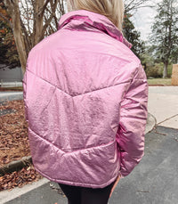 Pink Metallic Puffer Jacket