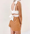 Brown Faux Leather Skort