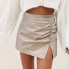 Meredith Ruched Mini Skirt - Tan