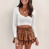 Maren Skort - Faux Leather Brown