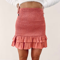 Rylee Smocked Skirt - Burnt Orange