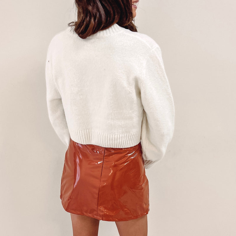 Rust Liquid Leather Skirt