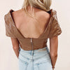 Jaclyn Faux Leather Top - Brown