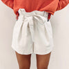 Carter Cream Faux Leather Shorts