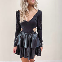 Savannah Leather Ruffle Skirt