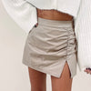 Meredith Ruched Mini Skirt - Tan