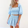 Light Blue Rhinestone Smocked Top - Queen of Sparkles