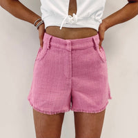 Pink Tweed Shorts