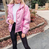 Pink Metallic Puffer Jacket