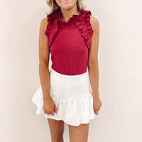 Claire White Ruffle Skirt