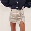 Meredith Ruched Mini Skirt - Tan