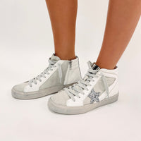 White/Silver High Top Sneakers