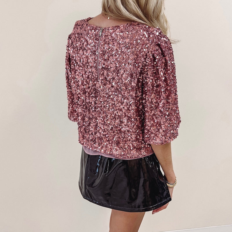 Flutter Sleeve Sequin Top