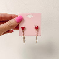 Mini Heart Chain Earrings