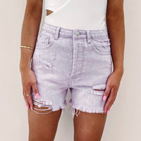 Purple Denim Shorts