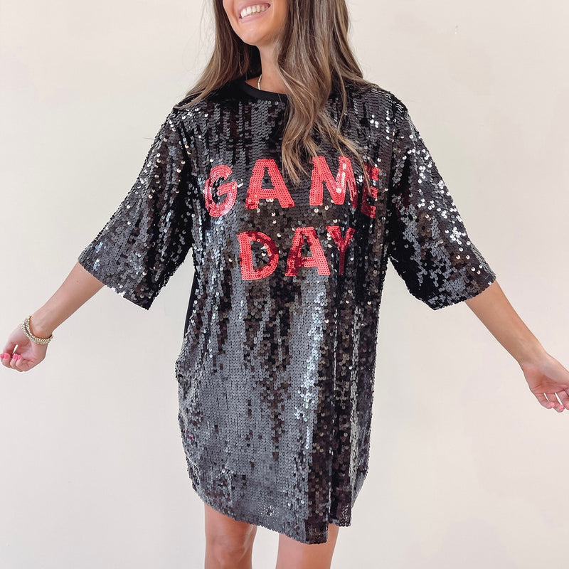 Women's Black Game Day Sequin Jersey Tunic - Maroon U