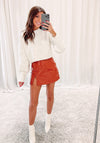 Rust Liquid Leather Skirt