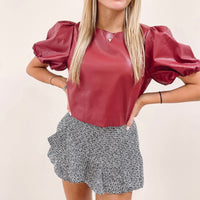 Diana Leather Puff Top