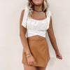 Brown Faux Leather Skort