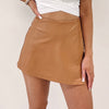 Brown Faux Leather Skort