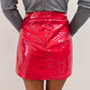 Red Liquid Leather Skirt