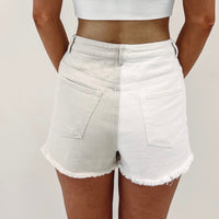 Two Toned Tan Denim Shorts