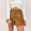 Paige Brown Faux Leather Shorts