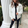 White Liquid Leather Puffer Jacket