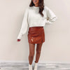 Rust Liquid Leather Skirt