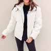 White Liquid Leather Puffer Jacket